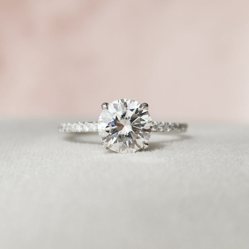 1.50CT Round Cut Hidden Halo Moissanite Engagement Ring