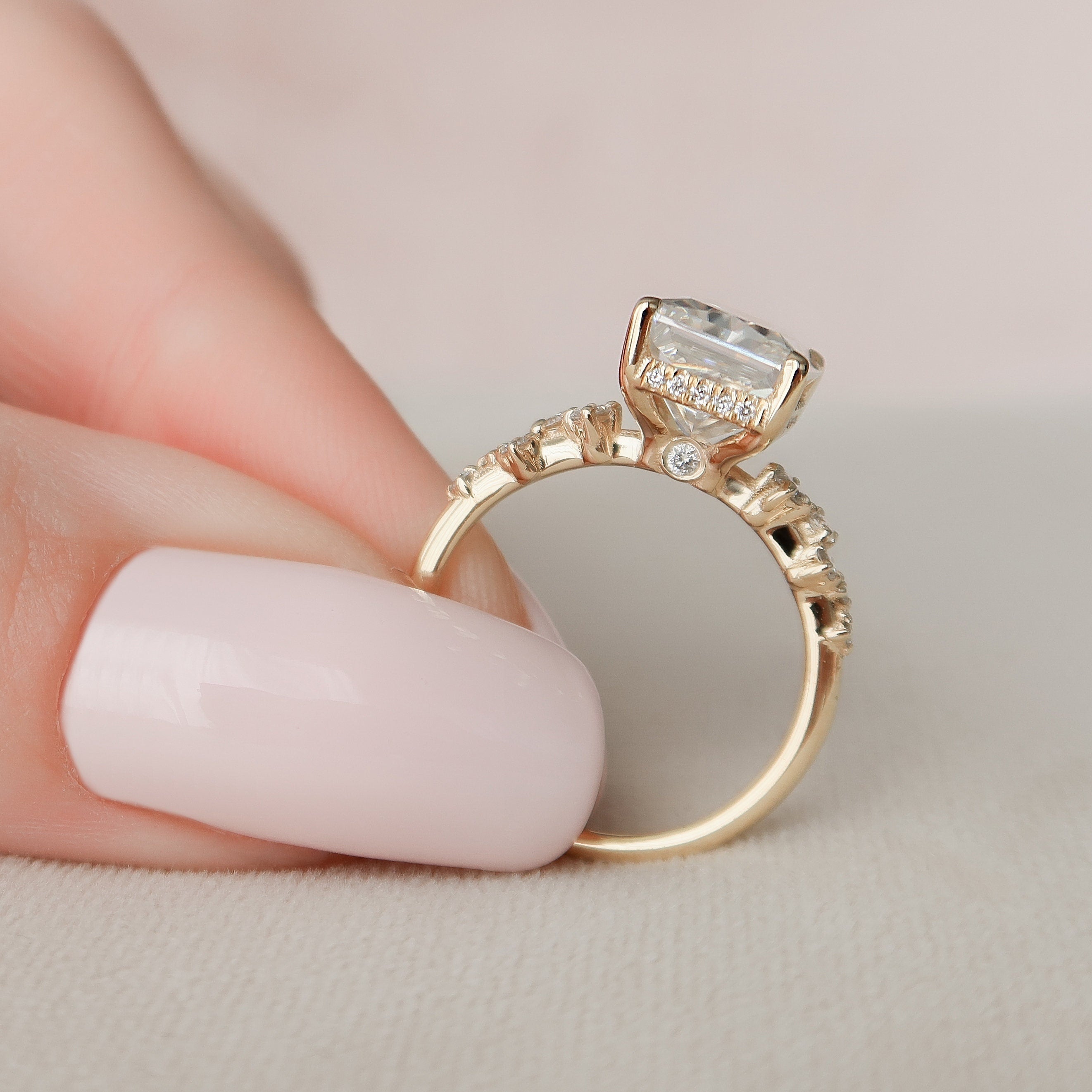 3.50CT Radiant Cut Moissanite Hidden Halo Engagement Ring