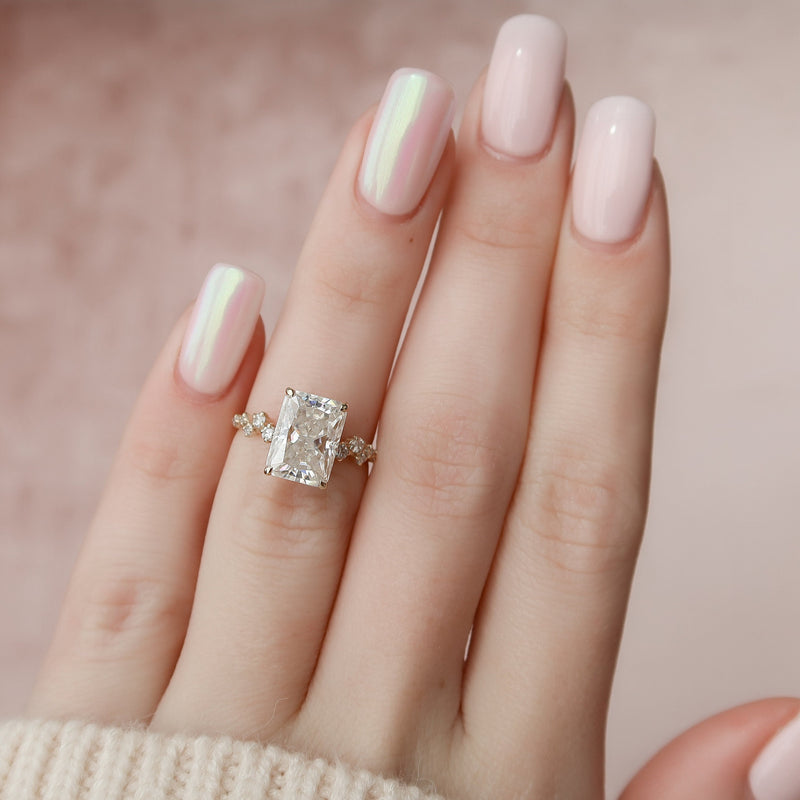 3.50CT Radiant Cut Moissanite Hidden Halo Engagement Ring