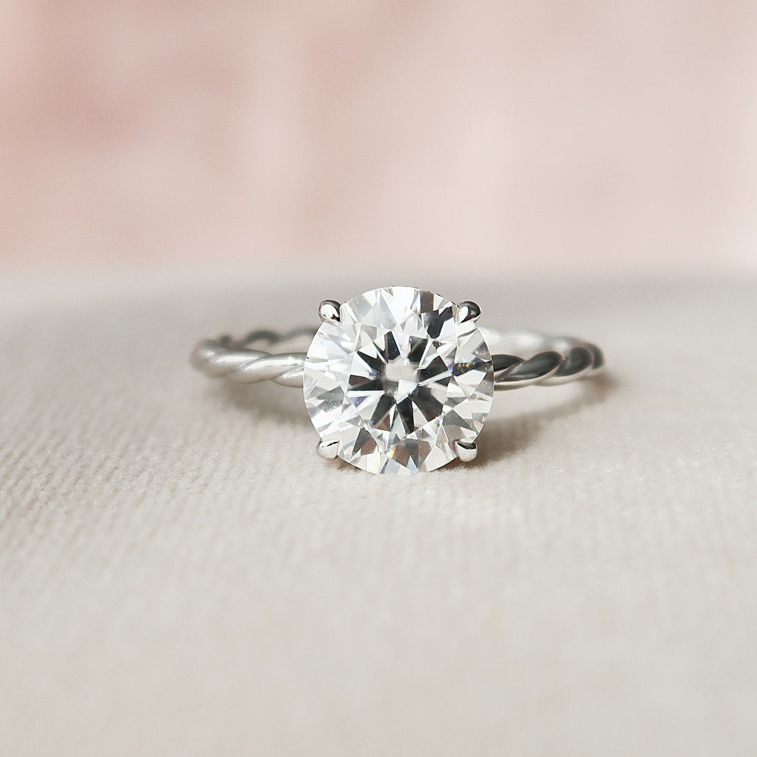 2.50CT Round Moissanite Solitaire Twisted Engagement Ring