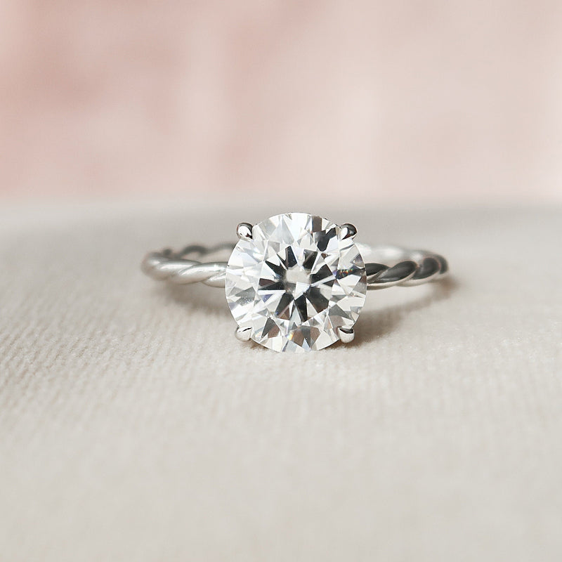 2.50CT Round Moissanite Solitaire Twisted Engagement Ring