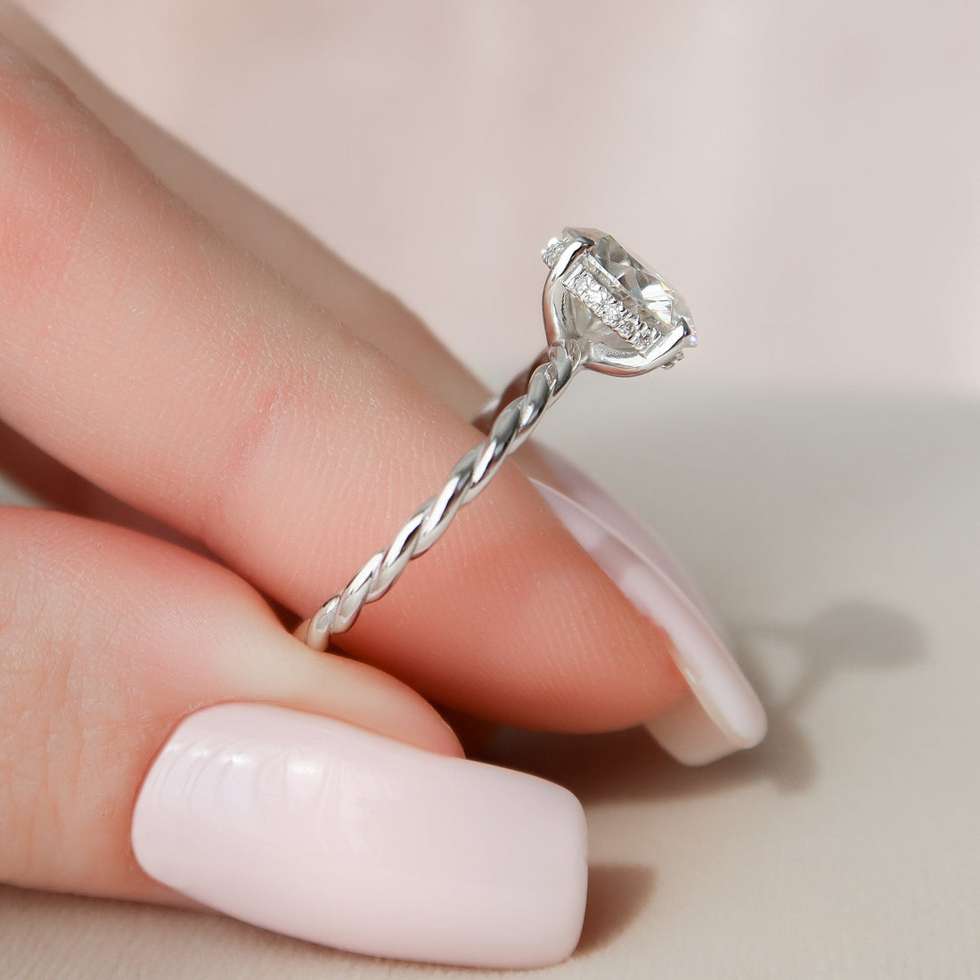 2.50CT Round Moissanite Solitaire Twisted Engagement Ring