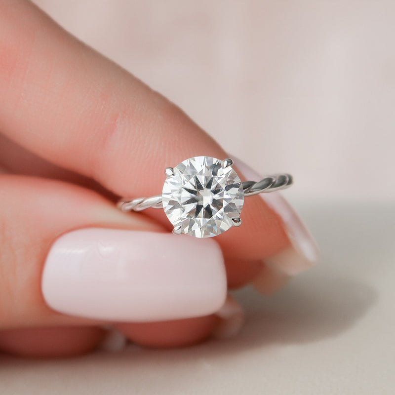 2.50CT Round Moissanite Solitaire Twisted Engagement Ring
