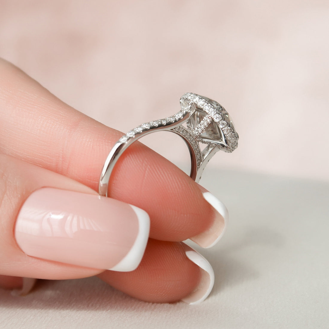 4.30 CT Round Moissanite Halo Pave Setting Engagement Ring
