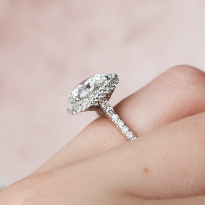4.30 CT Round Moissanite Halo Pave Setting Engagement Ring
