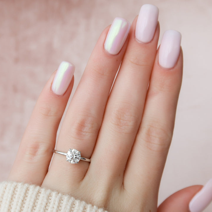 1.0CT Round Cut Moissanite Solitaire Style Diamond Engagement Ring