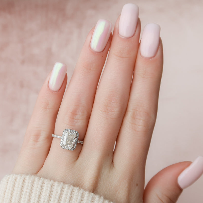 2.71 CT Radiant Cut Moissanite Halo Engagement Ring