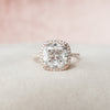 5.0CT Cushion Moissanite Halo Pave Setting Engagement Ring