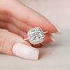 5.0CT Cushion Moissanite Halo Pave Setting Engagement Ring
