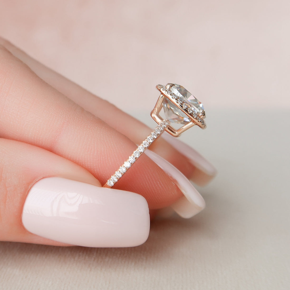 5.0CT Cushion Moissanite Halo Pave Setting Engagement Ring