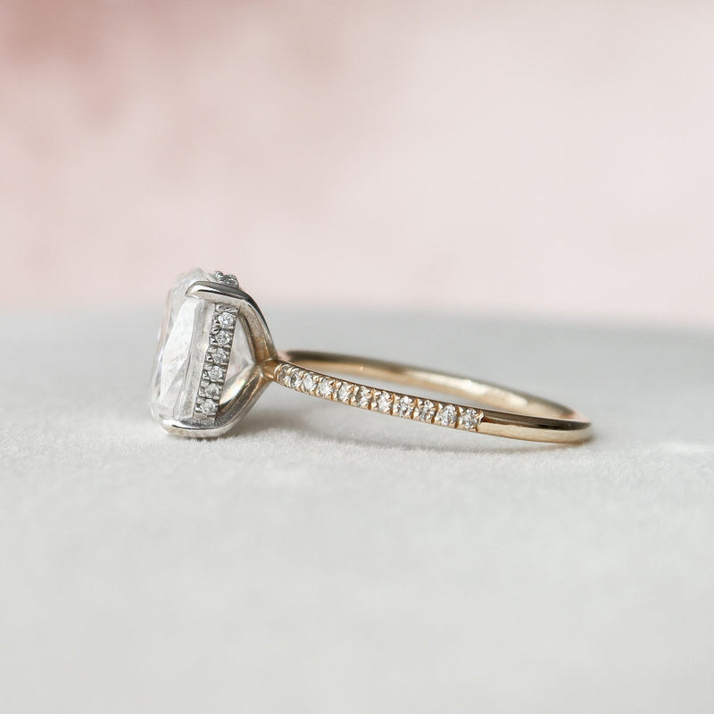 4.50CT Elongated Cushion Cut Moissanite Hidden Halo Engagement Ring