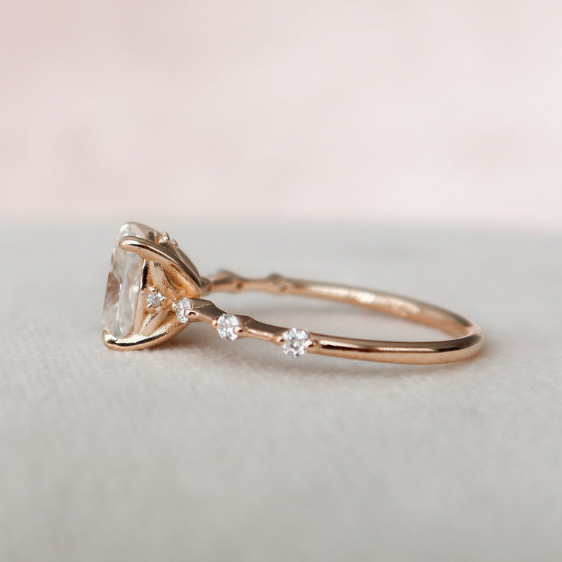 2.20 CT Elongated Cushion Moissanite Solitaire Dainty Style Engagement Ring