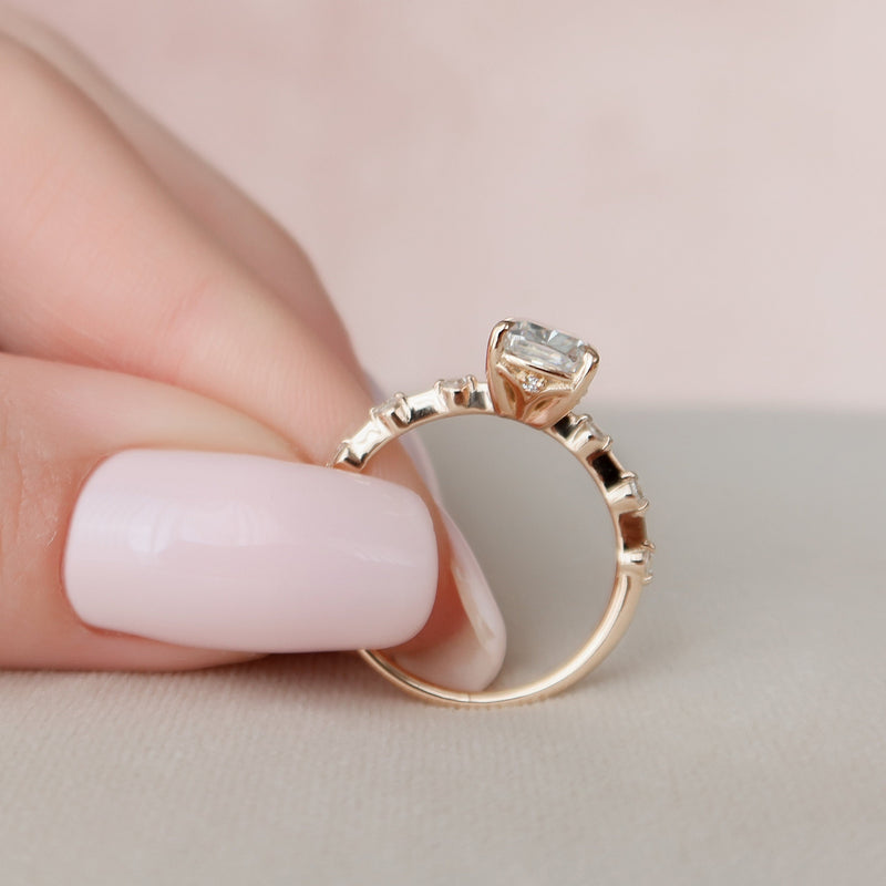 2.20 CT Elongated Cushion Moissanite Solitaire Dainty Style Engagement Ring