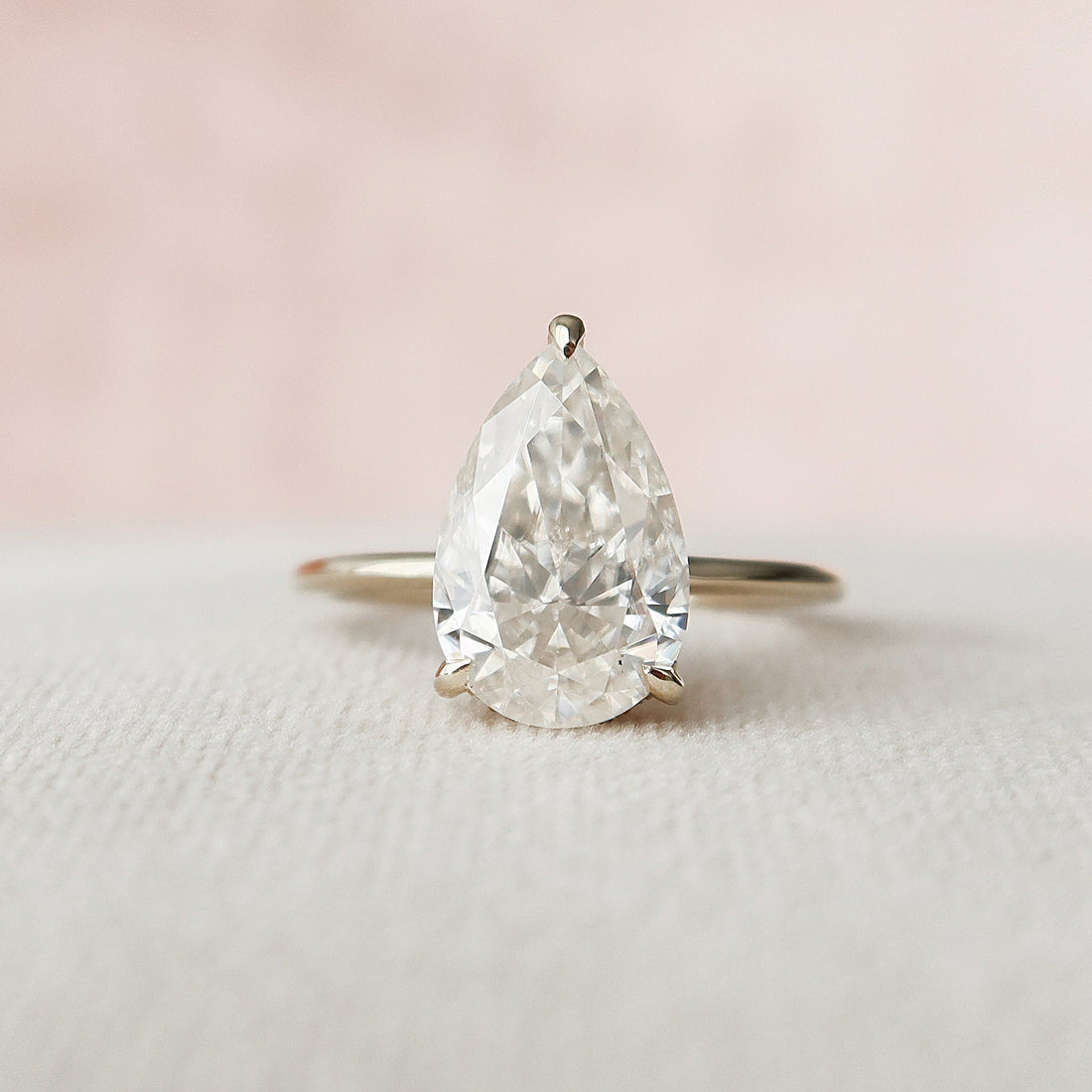 3.0CT Pear Moissanite Solitaire Hidden Halo Engagement Ring