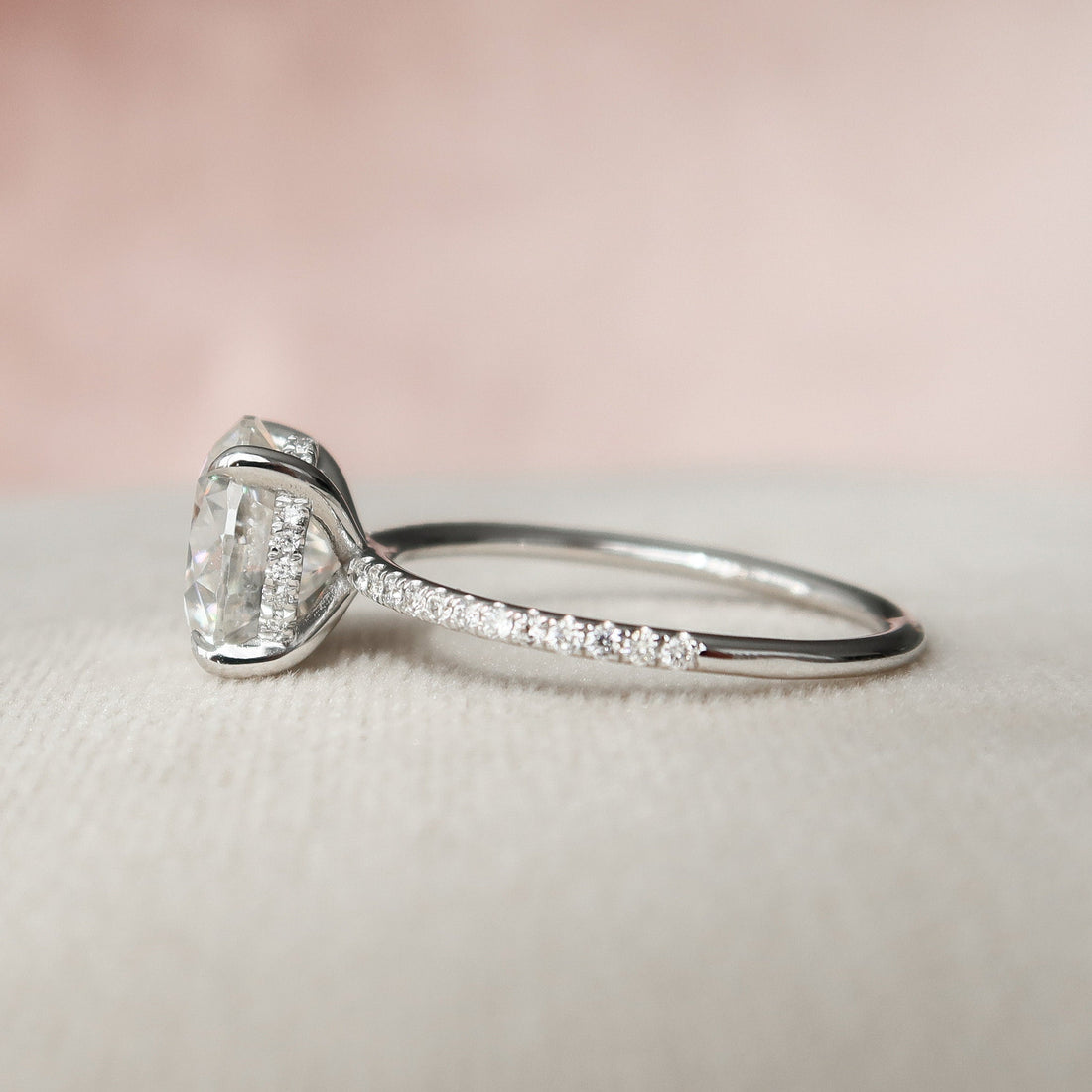 2.50CT Round Moissanite Hidden Halo Pave Setting Diamond Engagement Ring