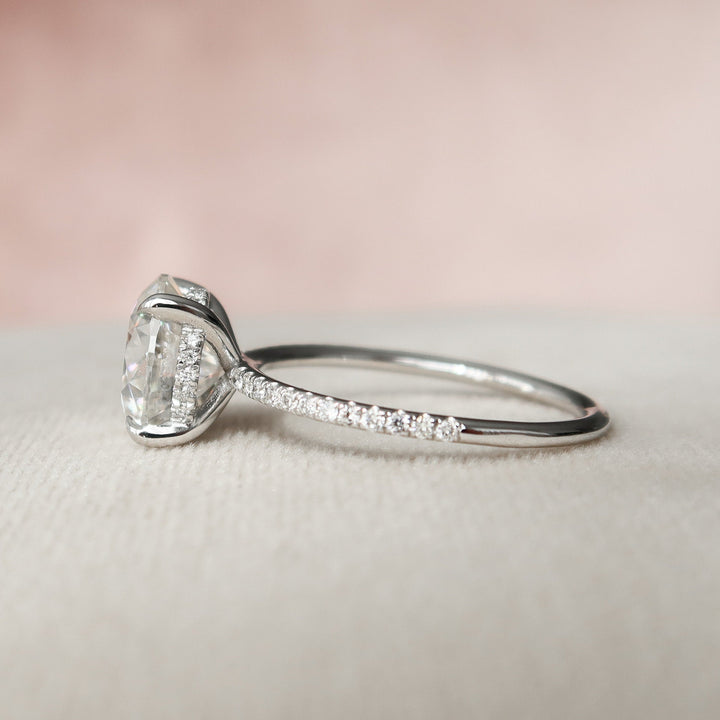 2.50CT Round Moissanite Hidden Halo Pave Setting Diamond Engagement Ring