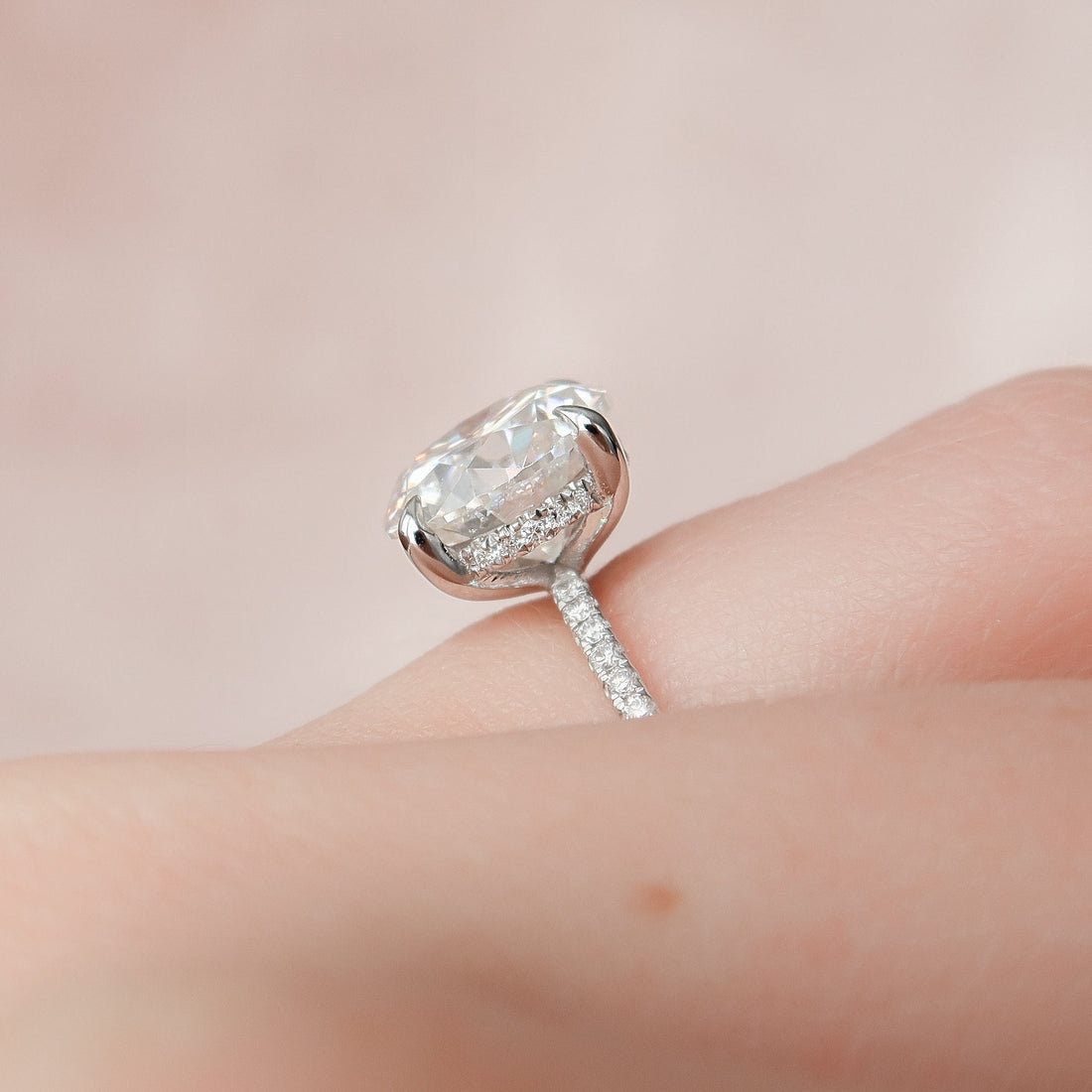 2.50CT Round Moissanite Hidden Halo Pave Setting Diamond Engagement Ring