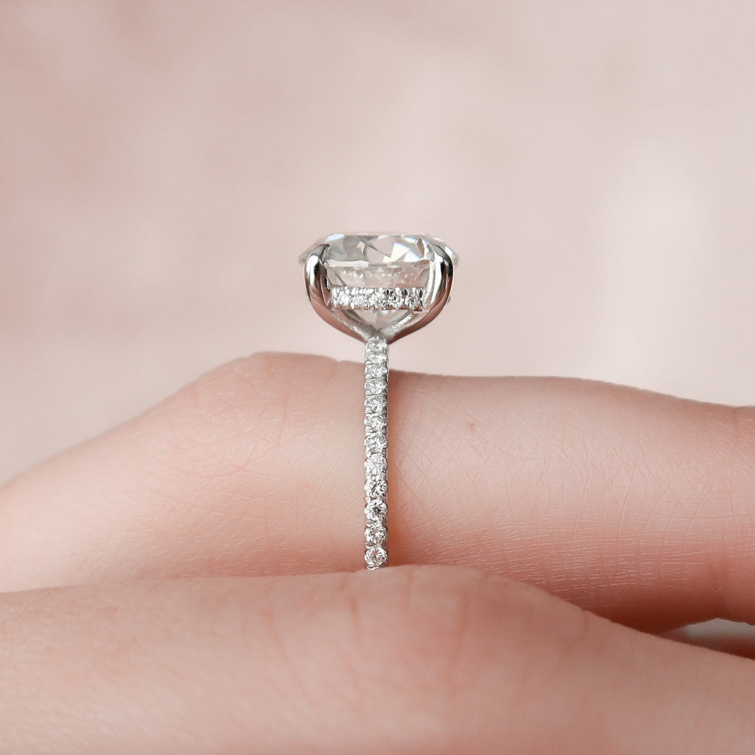 2.50CT Round Moissanite Hidden Halo Pave Setting Diamond Engagement Ring