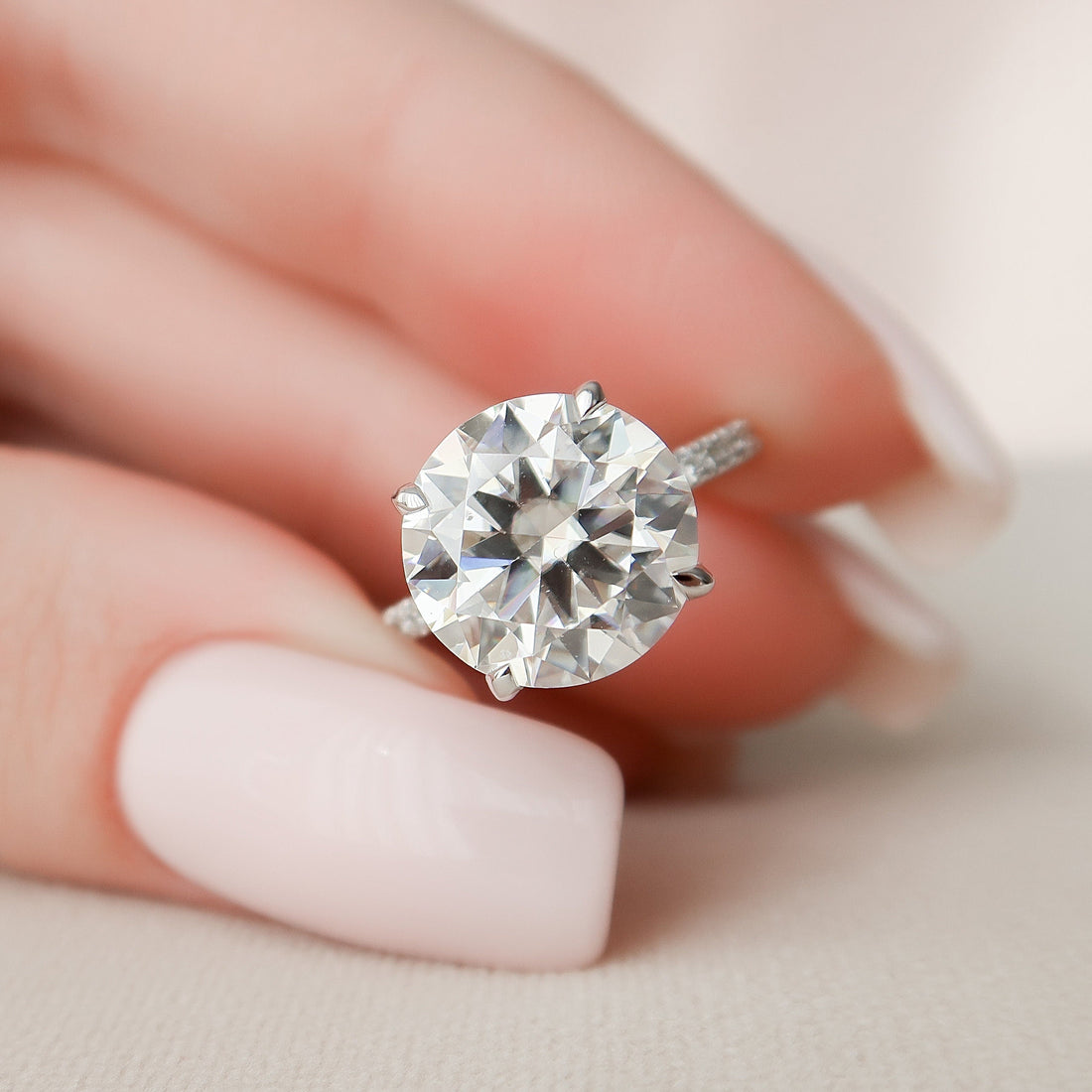 4.50CT Round Moissanite Hidden Halo Pave Setting Engagement Ring