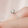 1.0CT Cushion Solitaire Hidden Halo Style Moissanite Engagement Ring