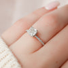 1.0CT Cushion Solitaire Hidden Halo Style Moissanite Engagement Ring