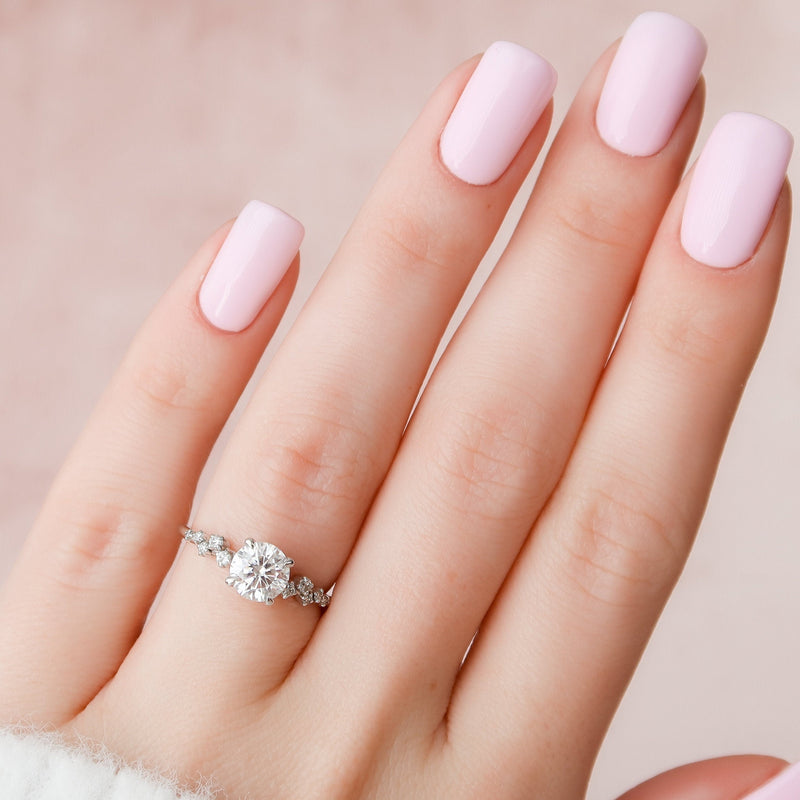 1.0CT Round Cut Moissanite Cluster Style Pave Diamond Engagement Ring