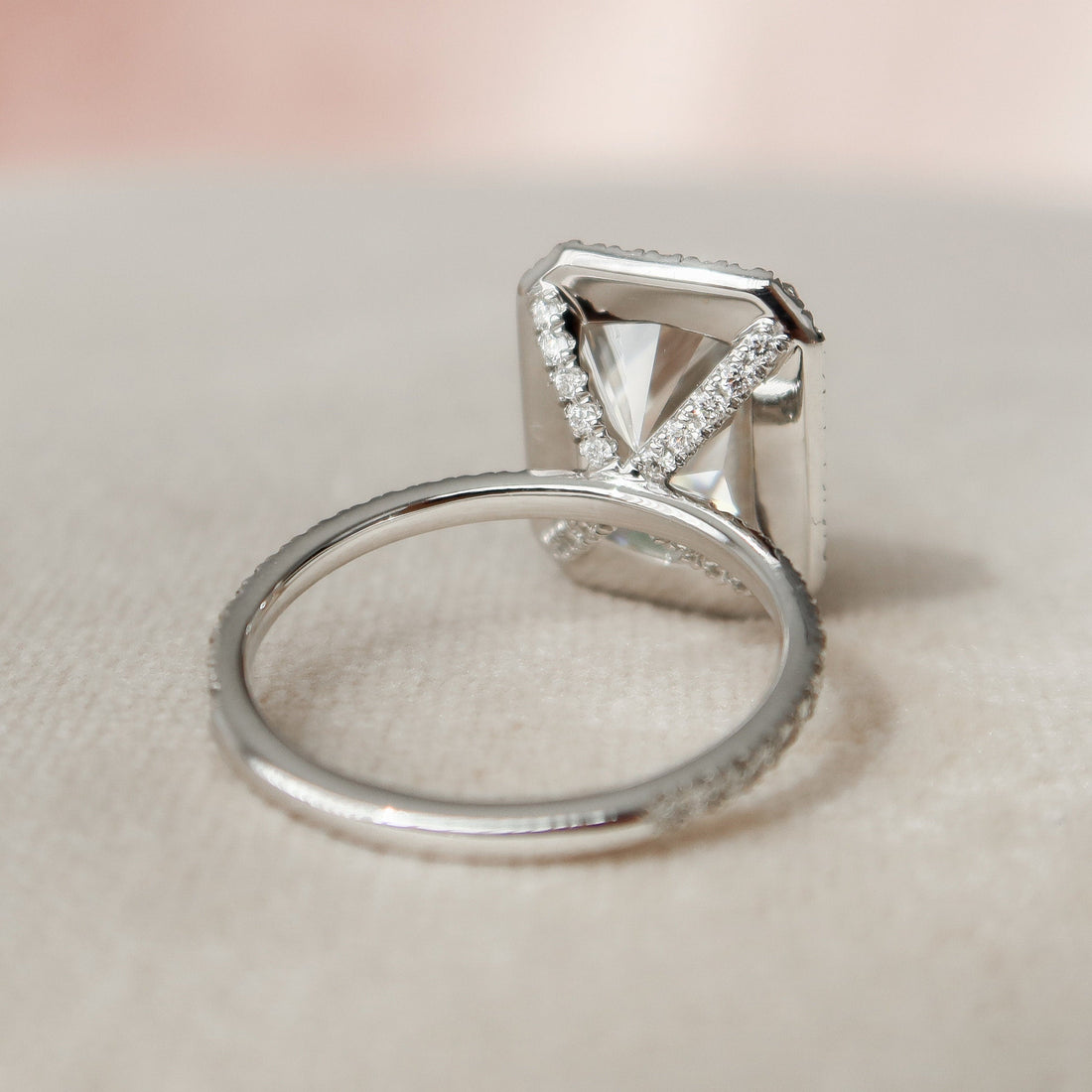 5.0CT Radiant Moissanite Halo Pave Setting Engagement Ring