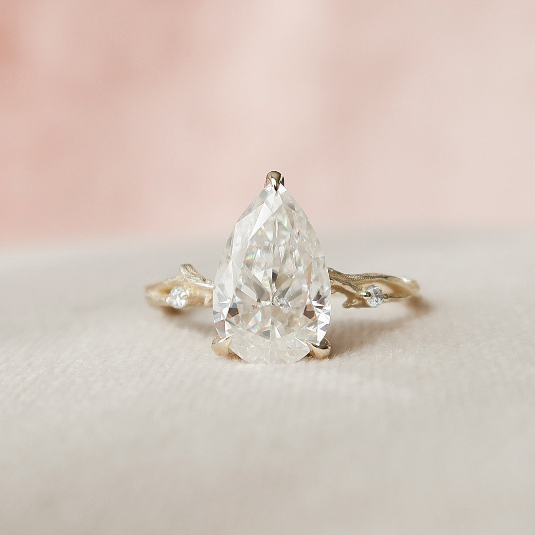2.50CT Pear Cut Nature Inspired Twig Style Moissanite Engagement Ring