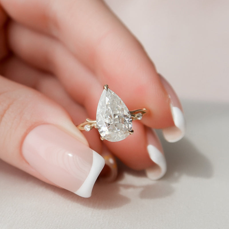 2.50CT Pear Cut Nature Inspired Twig Style Moissanite Engagement Ring