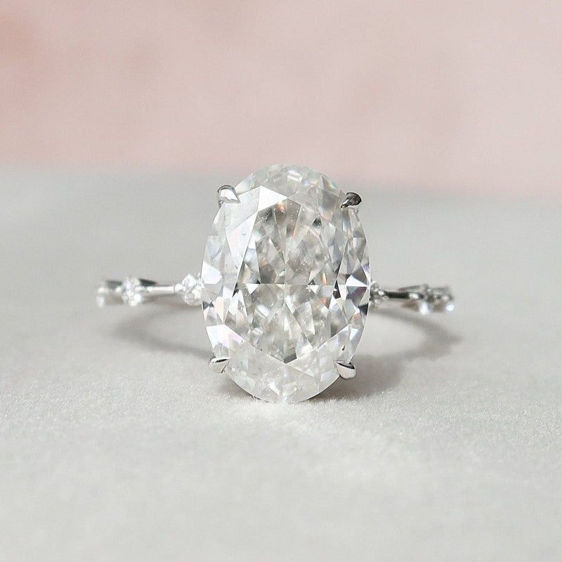 5.20 CT Oval Cut Moissanite Solitaire Dainty Style Engagement Ring