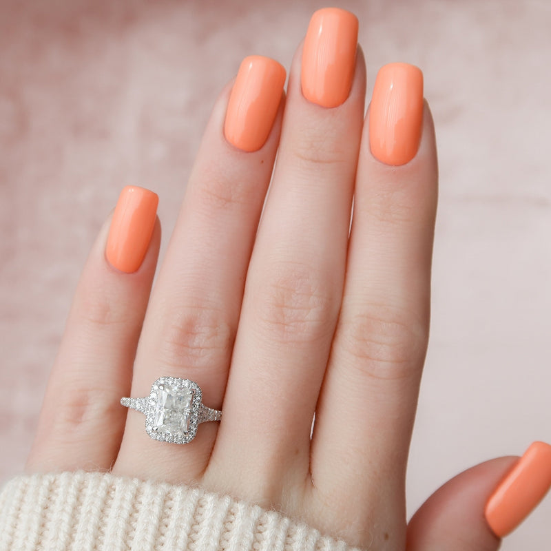 3.60CT Radiant Cut Hidden Halo Moissanite Engagement Ring