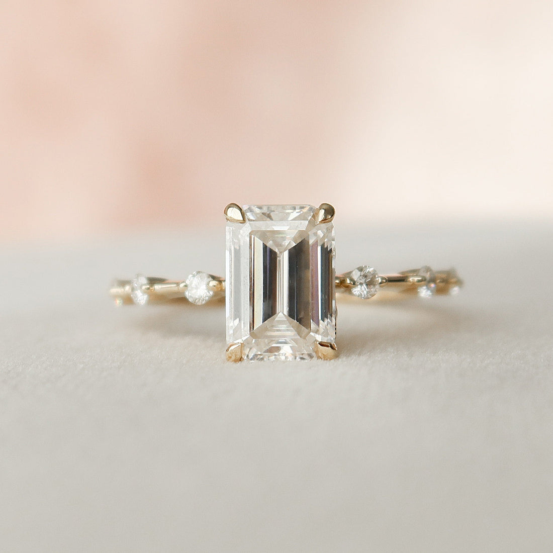 2.20CT Emerald Moissanite Solitaire Dainty Style Diamond Engagement Ring