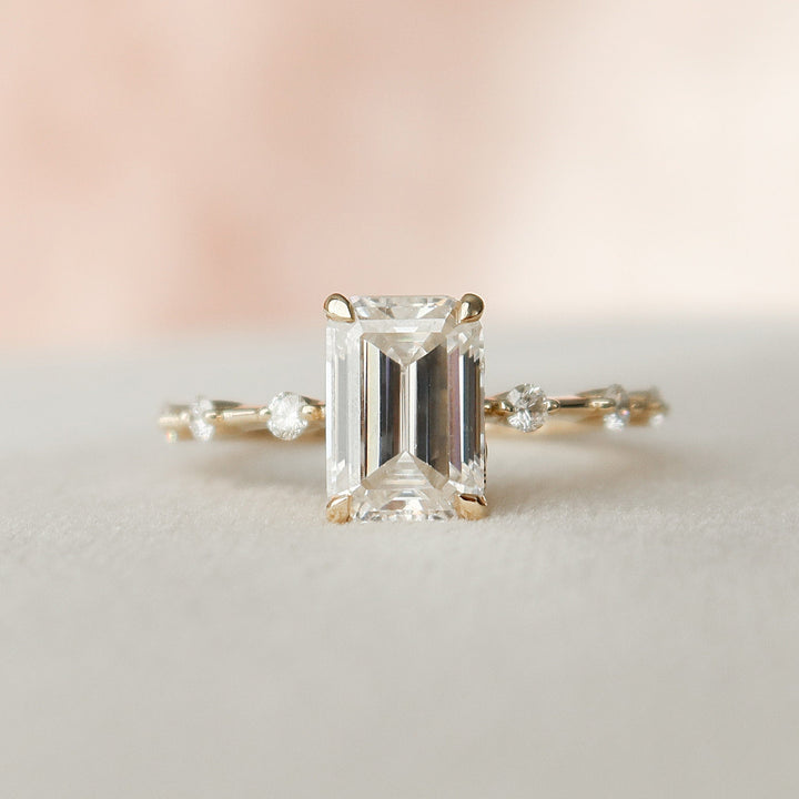 2.20CT Emerald Moissanite Solitaire Dainty Style Diamond Engagement Ring
