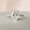 2.94 CT Oval Moissanite Hidden Halo Pave Setting Diamond Engagement Ring