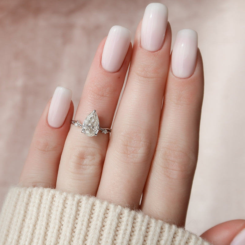 1.50CT Pear Moissanite Nature Inspired Twig Style Diamond Engagement Ring