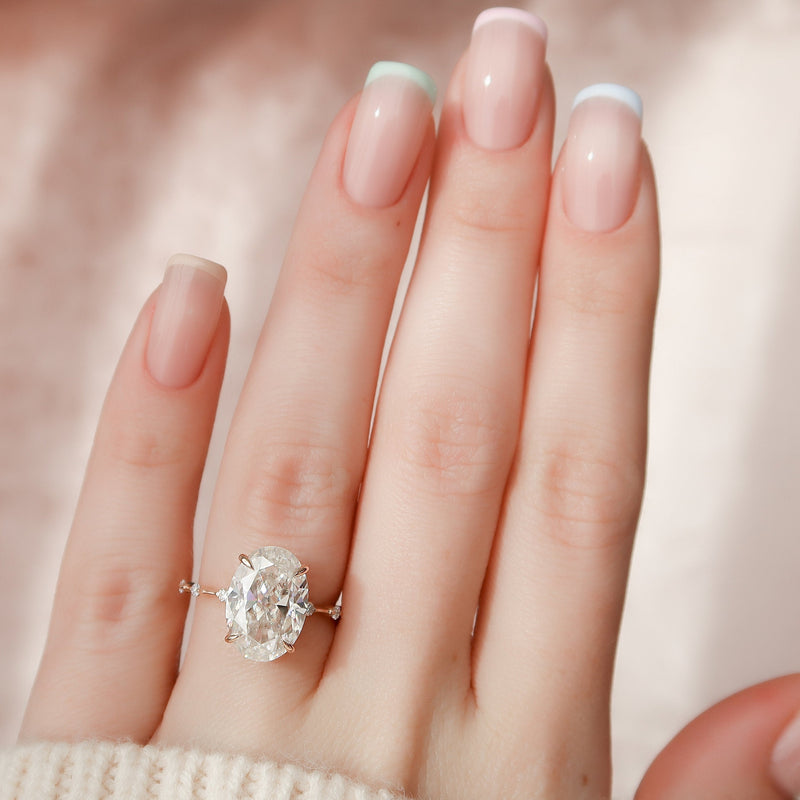 5.20 CT Oval Cut Moissanite Solitaire Dainty Style Engagement Ring
