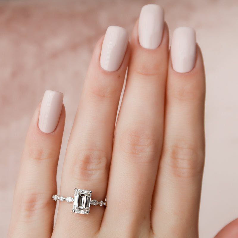 2.35 CT Emerald Moissanite Hidden Halo Pave Setting Diamond Engagement Ring