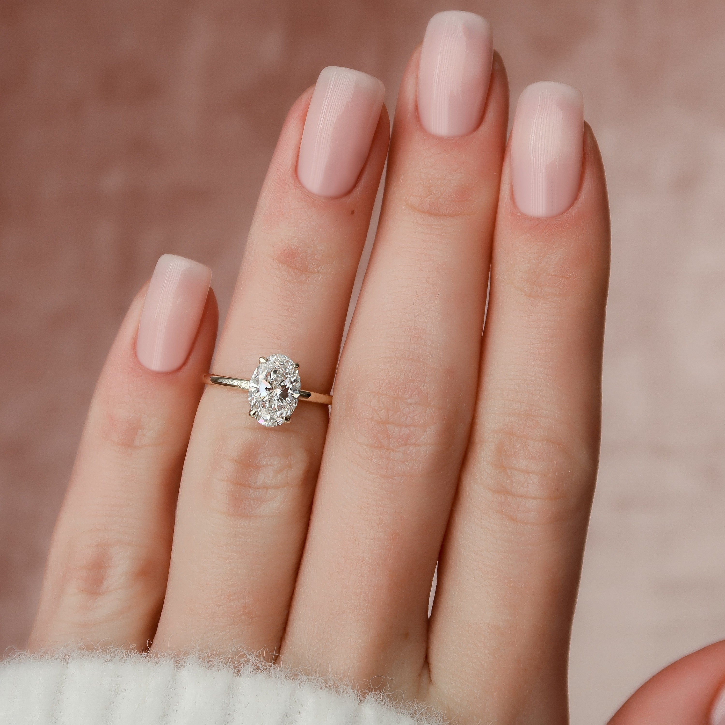 1.50CT Oval Cut Solitaire Hidden Halo Setting Moissanite Engagement Ring