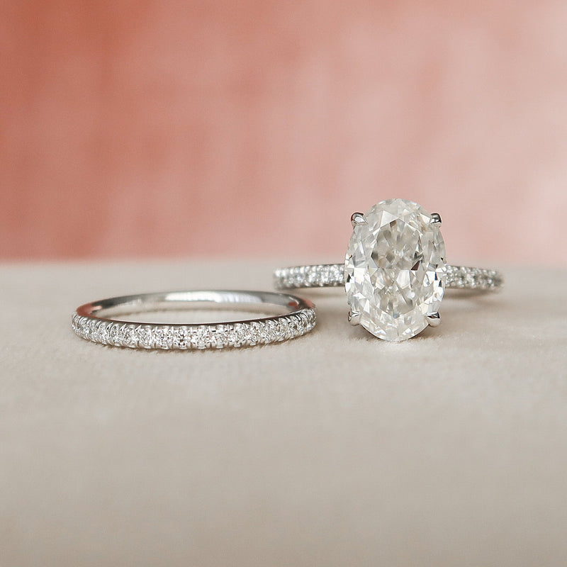 2.50CT Oval Cut Moissanite Solitaire Bridal Ring Set