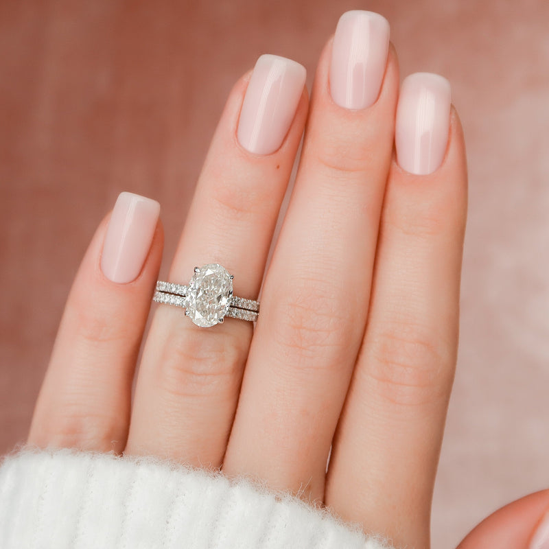 2.50CT Oval Cut Moissanite Solitaire Bridal Ring Set