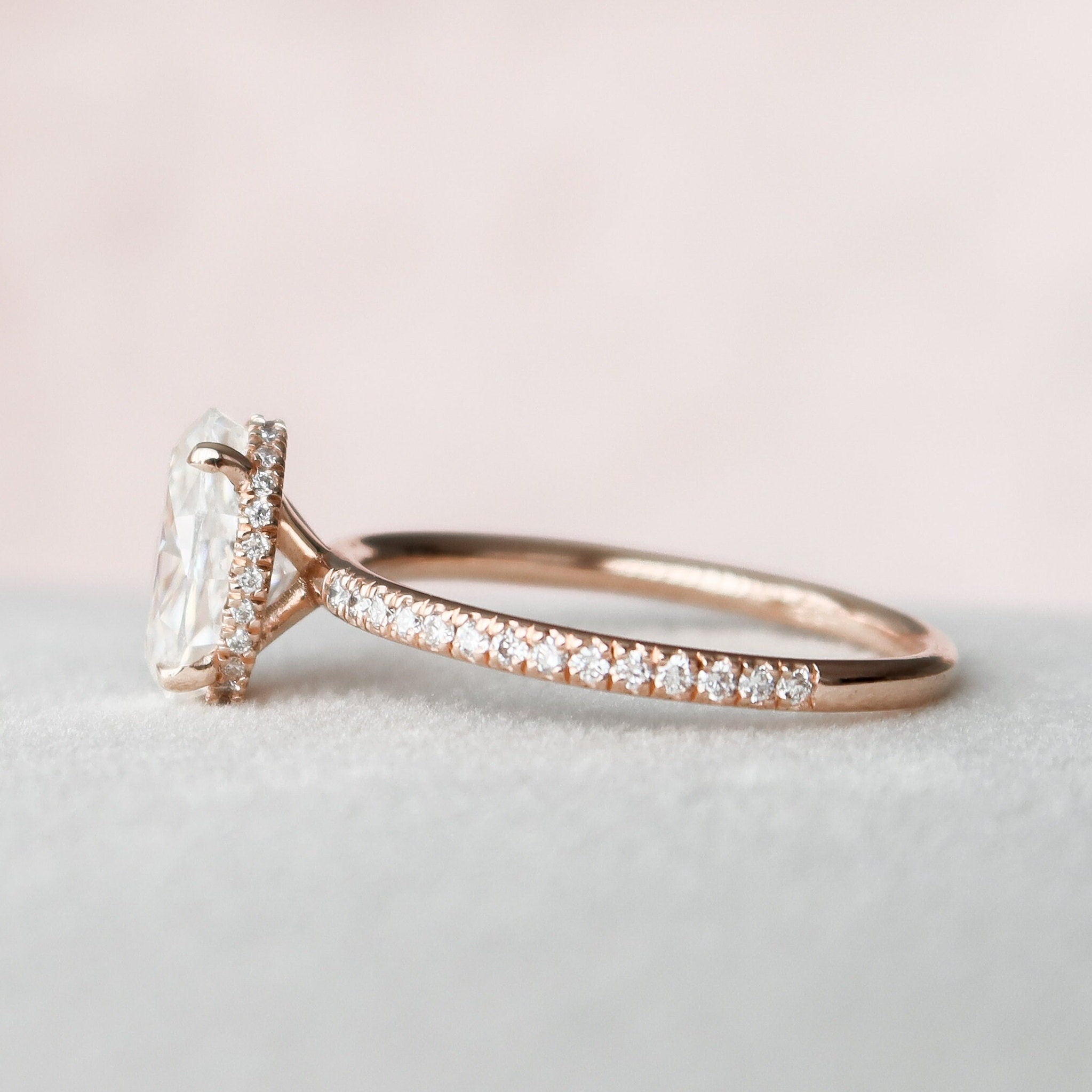 2.94 CT Oval Moissanite Hidden Halo Pave Setting Diamond Engagement Ring