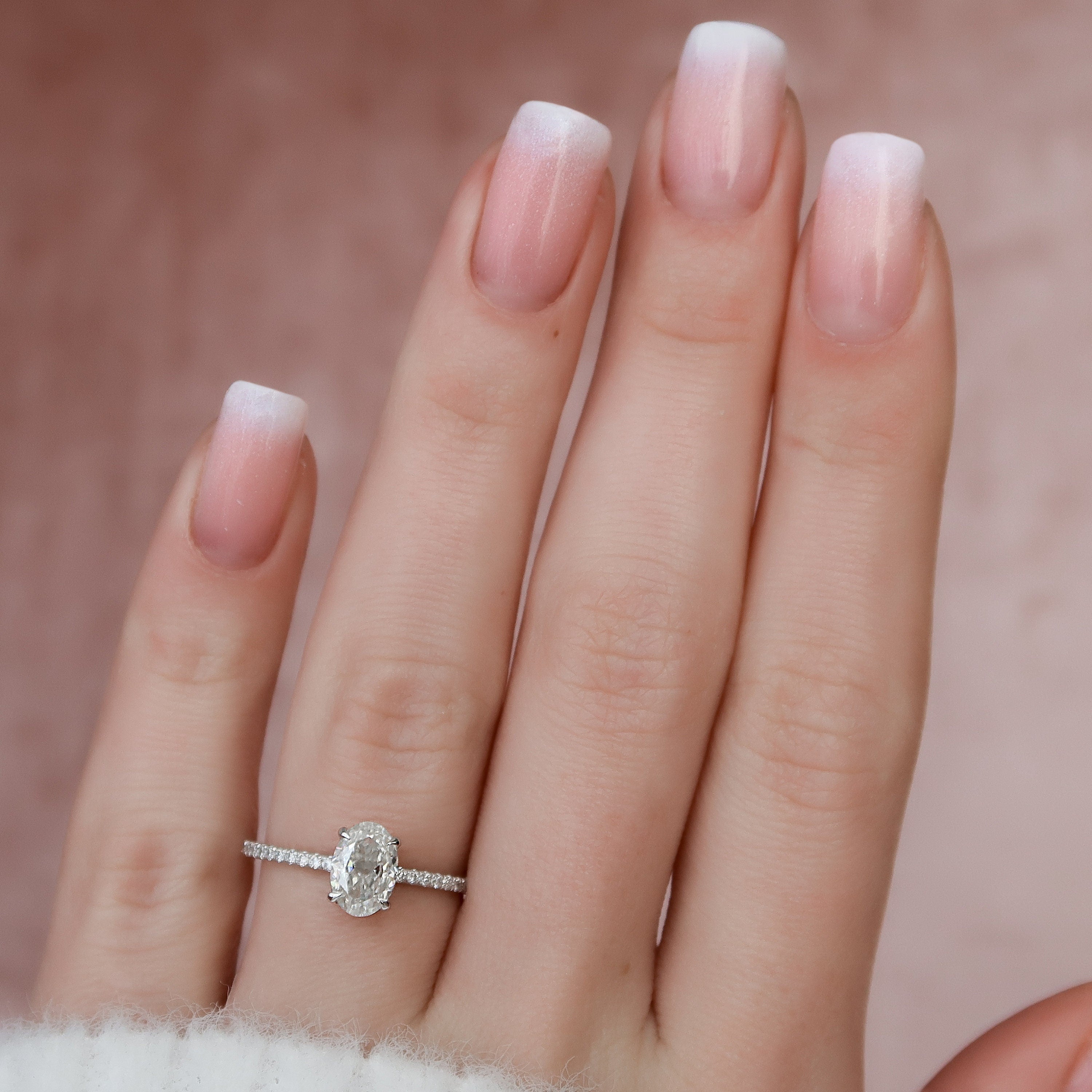 1.25 CT Oval Cut Moissanite Hidden Halo Style Engagement Ring