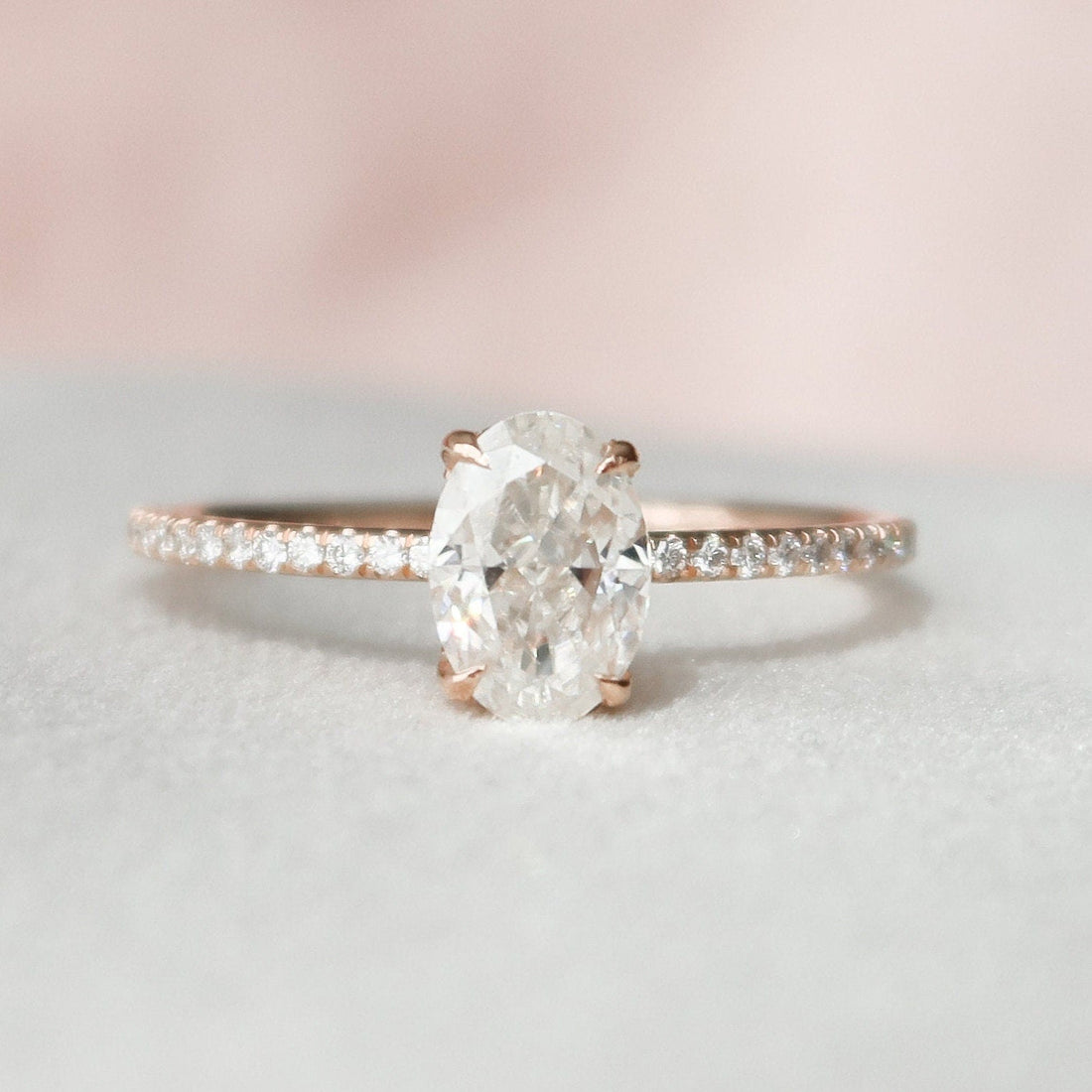 1.25 CT Oval Cut Moissanite Hidden Halo Style Engagement Ring