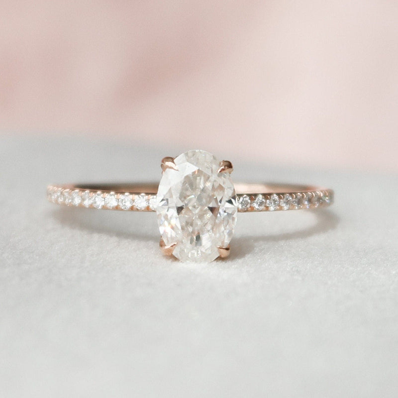 1.25 CT Oval Cut Moissanite Hidden Halo Style Engagement Ring