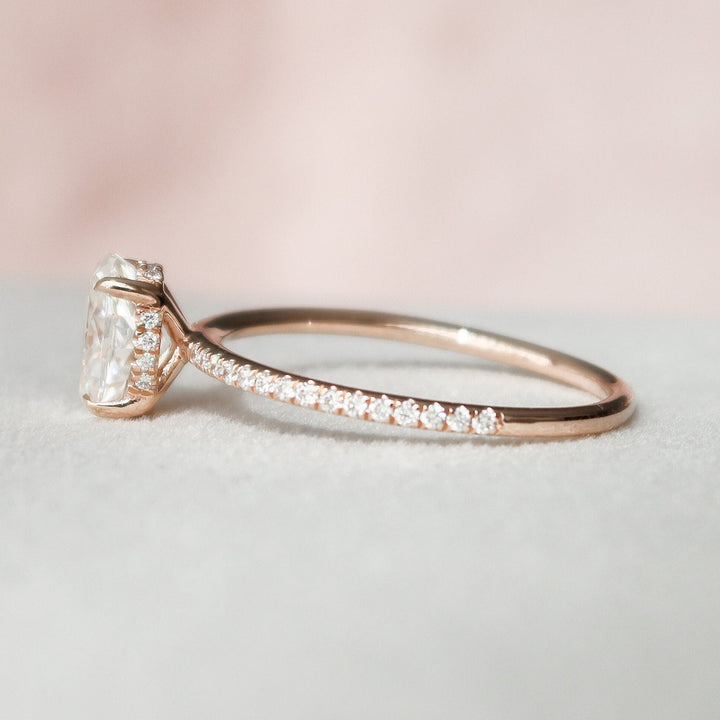 1.25 CT Oval Cut Moissanite Hidden Halo Style Engagement Ring