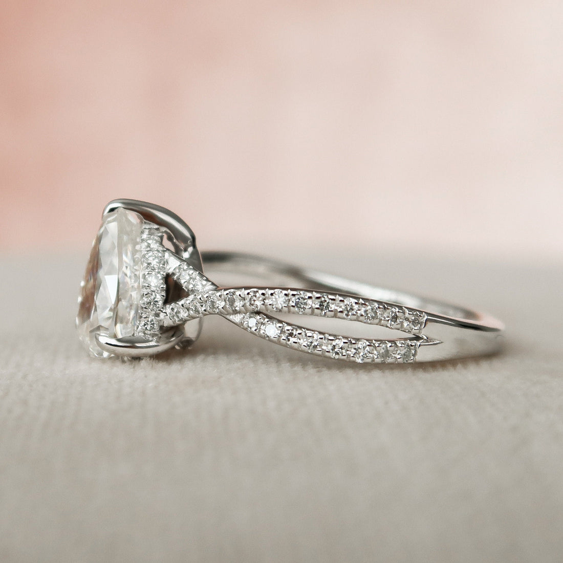 1.44CT Pear Cut Split Shank Moissanite Engagement Diamond Ring
