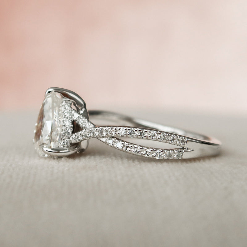 1.44CT Pear Cut Split Shank Moissanite Engagement Diamond Ring