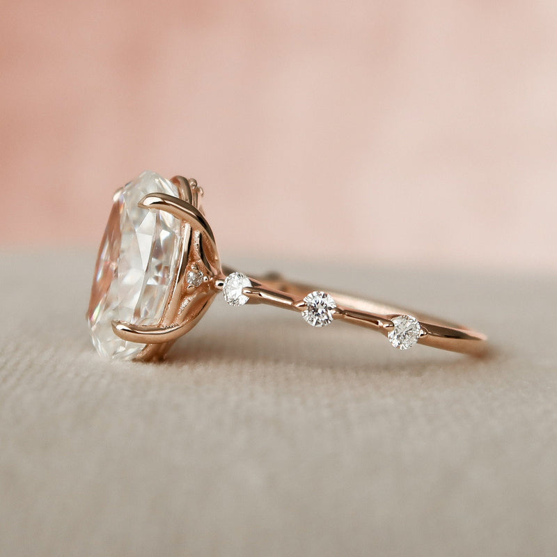 3.0CT Oval Moissanite Solitaire Dainty Style Engagement Ring