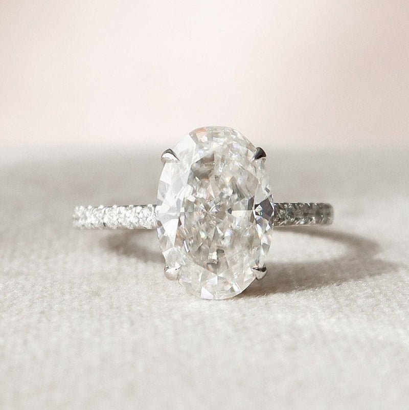 3.50CT Oval Moissanite Hidden Halo Pave Setting Engagement Ring