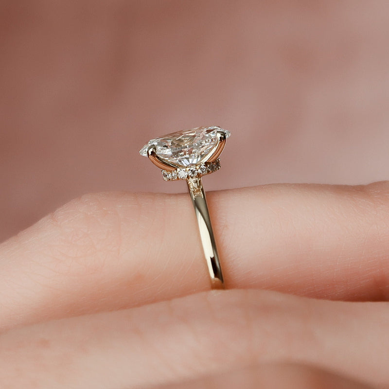 1.50CT Oval Cut Solitaire Hidden Halo Setting Moissanite Engagement Ring